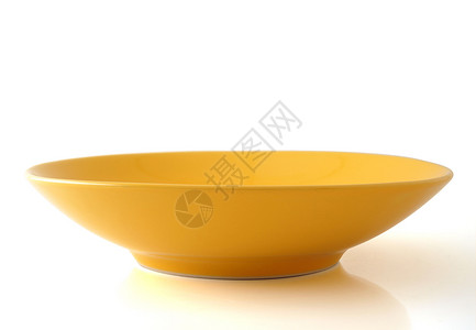 白色上孤立的空白板盘餐具黄色空白摄影陶器背景图片