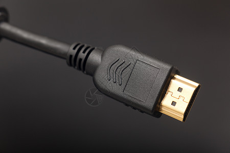 高清数据传输线数字传播金子技术电缆标准视频电子插头黑色电视背景