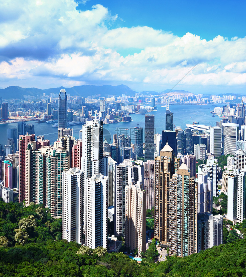 香港从高峰办公室街道蓝色旅行地标摩天大楼建筑城市住宅天际图片