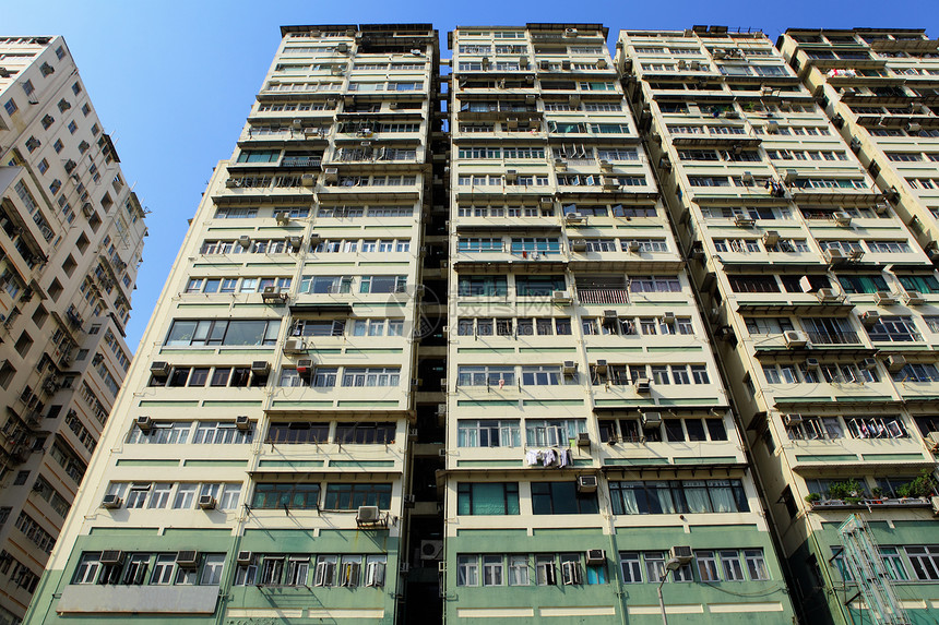 香港旧大楼住房天空抵押生活百叶窗窗帘多层摩天大楼城市住宅图片