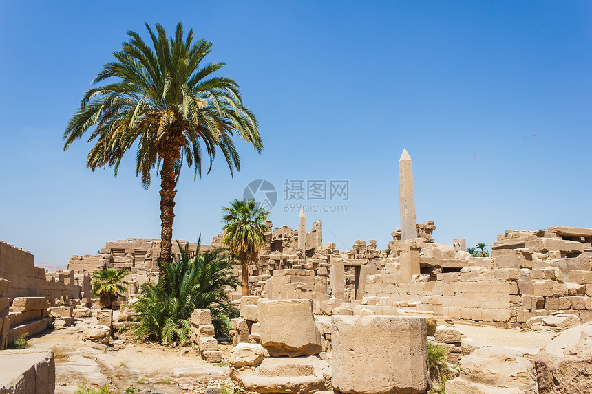 埃及卡纳克寺庙古老废墟人面狮身雕刻象形柱子建筑石头建筑学文化纪念馆图片