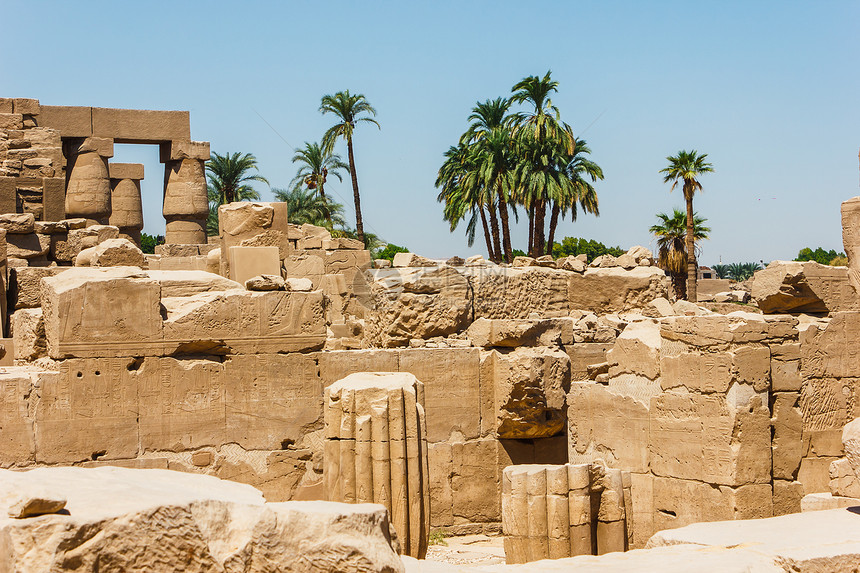 埃及卡纳克寺庙古老废墟宗教国王发掘纪念馆历史古物石头雕刻雕像雕塑图片