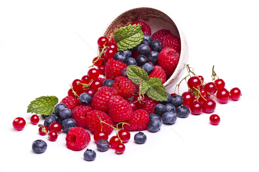 果浆美味混合覆盆子烹饪营养团体甜点水果食物叶子生产红色图片