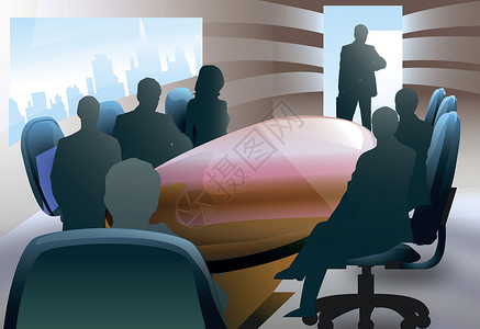 贵宾卡矢量图董事会会议会议桌计算机会议室办公椅卡通片绘画图像插图桌椅图形背景