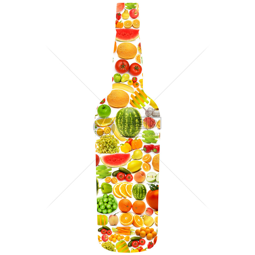 由各种水果和蔬菜制成的硅板收藏香蕉玉米胡椒西瓜杏子橘子柠檬拼贴画柚子图片