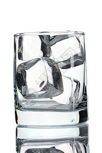 带冰的玻璃杯反射白色背景图片