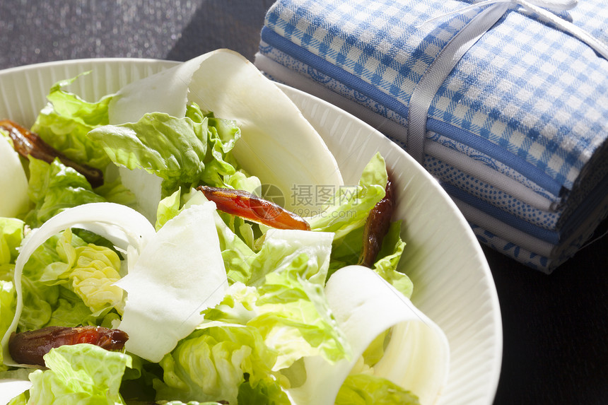 沙拉杯子餐巾纸节食美食午餐食物叶菜绿色健康蔬菜图片