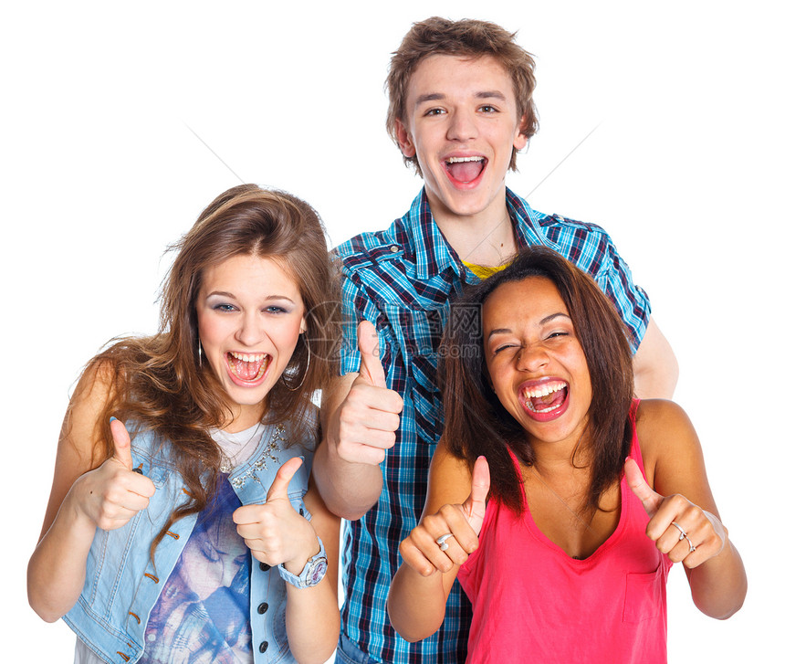 3名青少年青年友谊快乐朋友们微笑活力行动学生男性运动图片