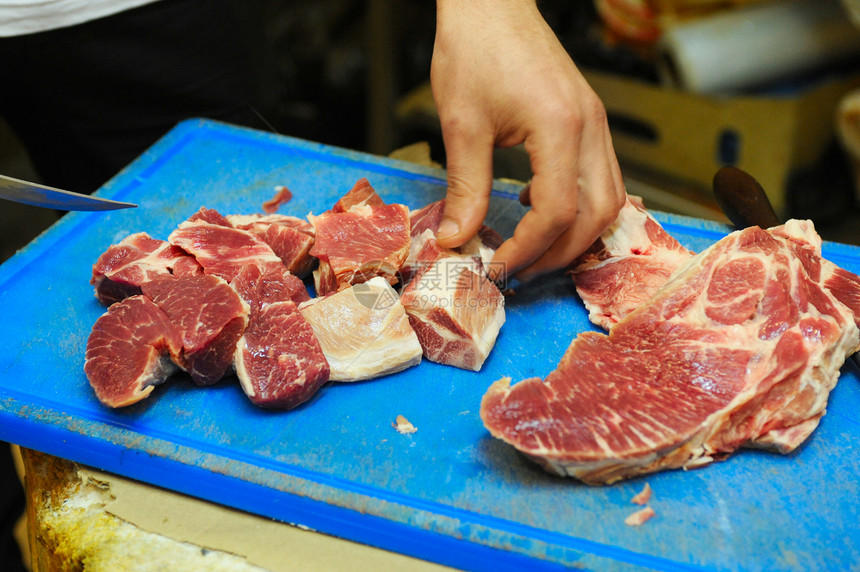 切肉肉美食食谱手套桌子胸部烹饪肋骨鱼片木头挑衅图片