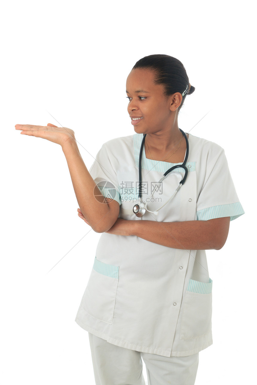 非裔美国医生护士 黑人听诊器隔离症患者医院女士擦洗女孩工作药品女孩们快乐爆炸头发图片