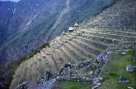 秘鲁文明阳台石工农业废墟建筑山脉背景图片