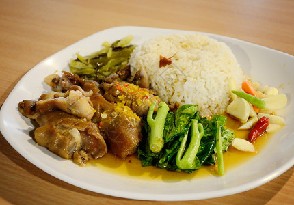 猪脚饭素材猪腿和大米 白菜蔬菜猪肉菜单风格营养饮食辣椒筷子午餐晚餐烹饪背景