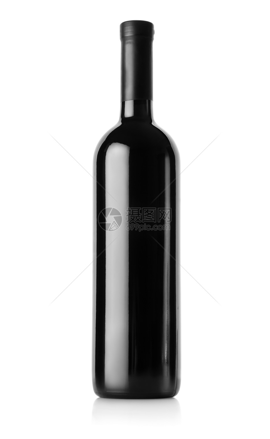 一瓶红酒瓶子液体空白藤蔓黑色对象玻璃干红饮料庆典图片