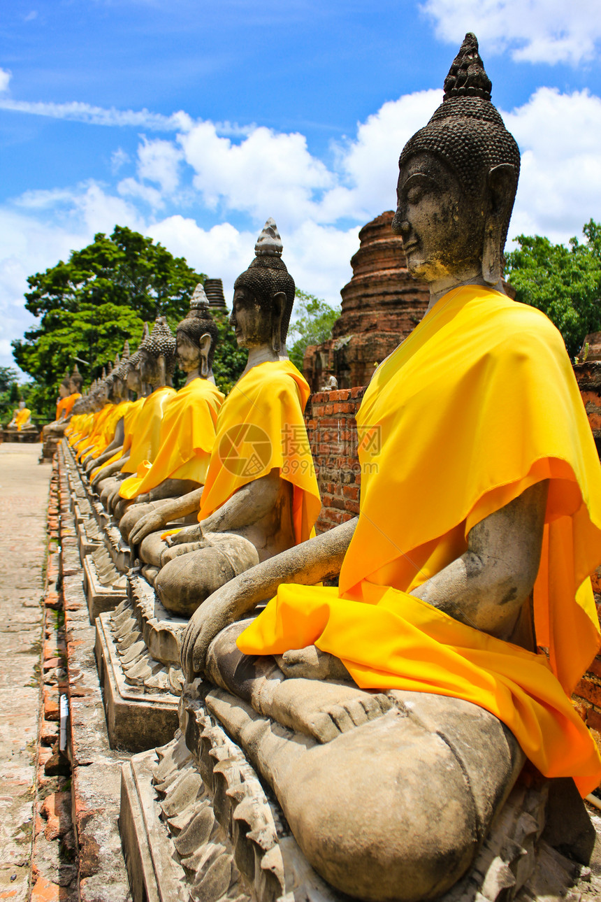 泰国阿尤塔亚佛像石像精神历史性地标纪念碑历史上帝崇敬装饰品旅游雕塑图片