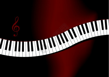 红背景曲线钢琴键盘海浪波浪状白色乐器旋转红色音乐黑色水平插图设计图片