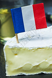 独特法国奶酪法国软奶酪牛奶奶制品产品美食小吃食物午餐盘子旗帜奶油背景