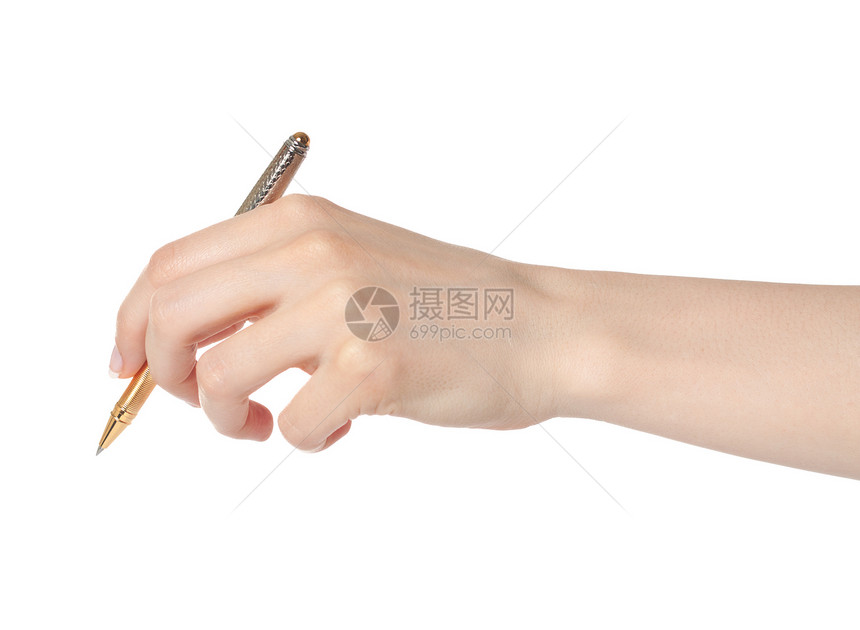 妇女用笔手写字笔记秘书空白合同文档手指教育金子墨水学习图片