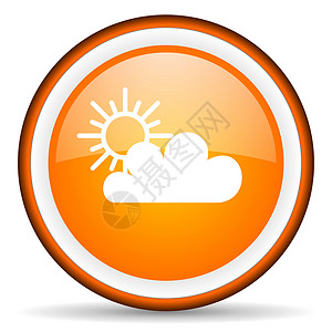 圆形橙色太阳白色背景上的橙色圆形图标 以白背景显示互联网风暴晴雨表预测气候电话圆圈网站气象多云背景