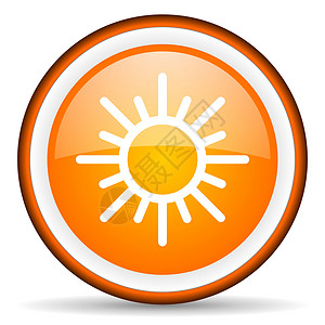 圆形橙色太阳白色背景上的橙色太阳光环图标背景