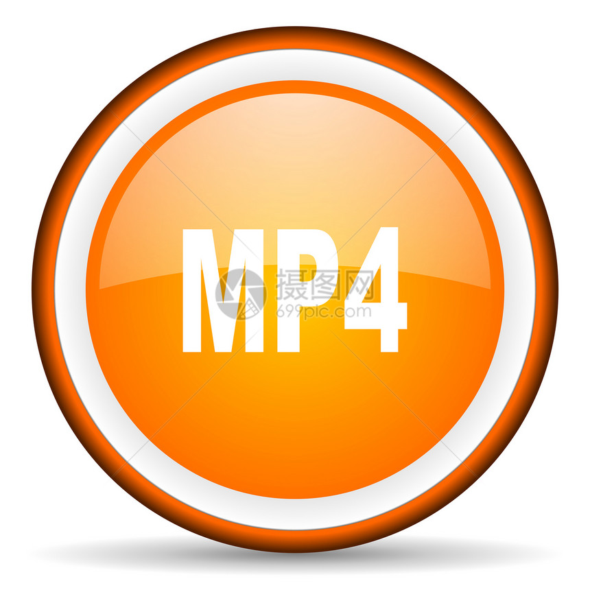 mp4 白色背景上的橙光圆图标图片