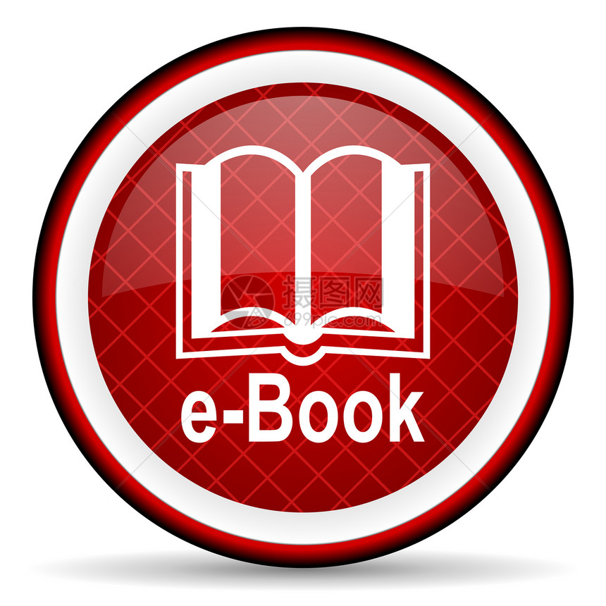 白色背景上的e-book 红光图标图片