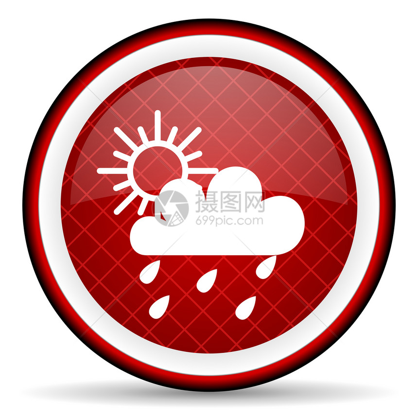 白色背景上的红色天气红色图标电话圆形气象晴雨表互联网按钮商业气氛预报气候图片