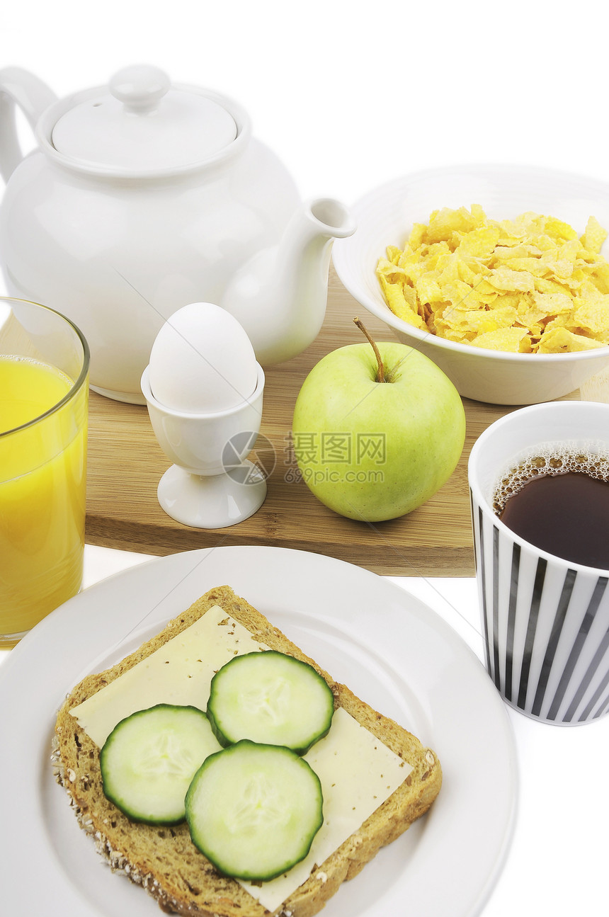 早饭吃得好食物碳水唤醒薄片工作化合物活力玻璃果汁维生素图片