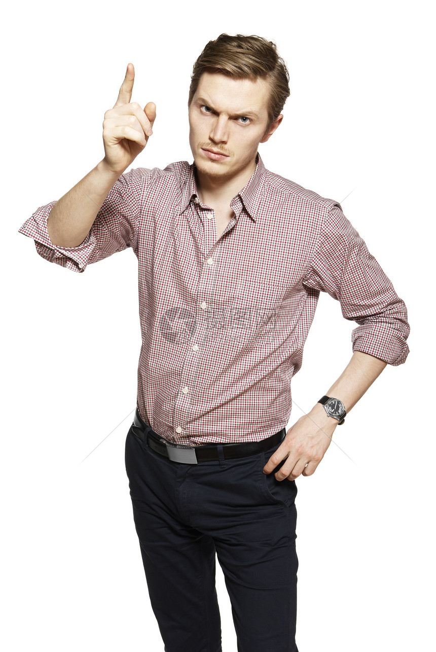 白人背景的年轻男子学生吸引力商业人类快乐人士模特时装愤怒衬衫图片