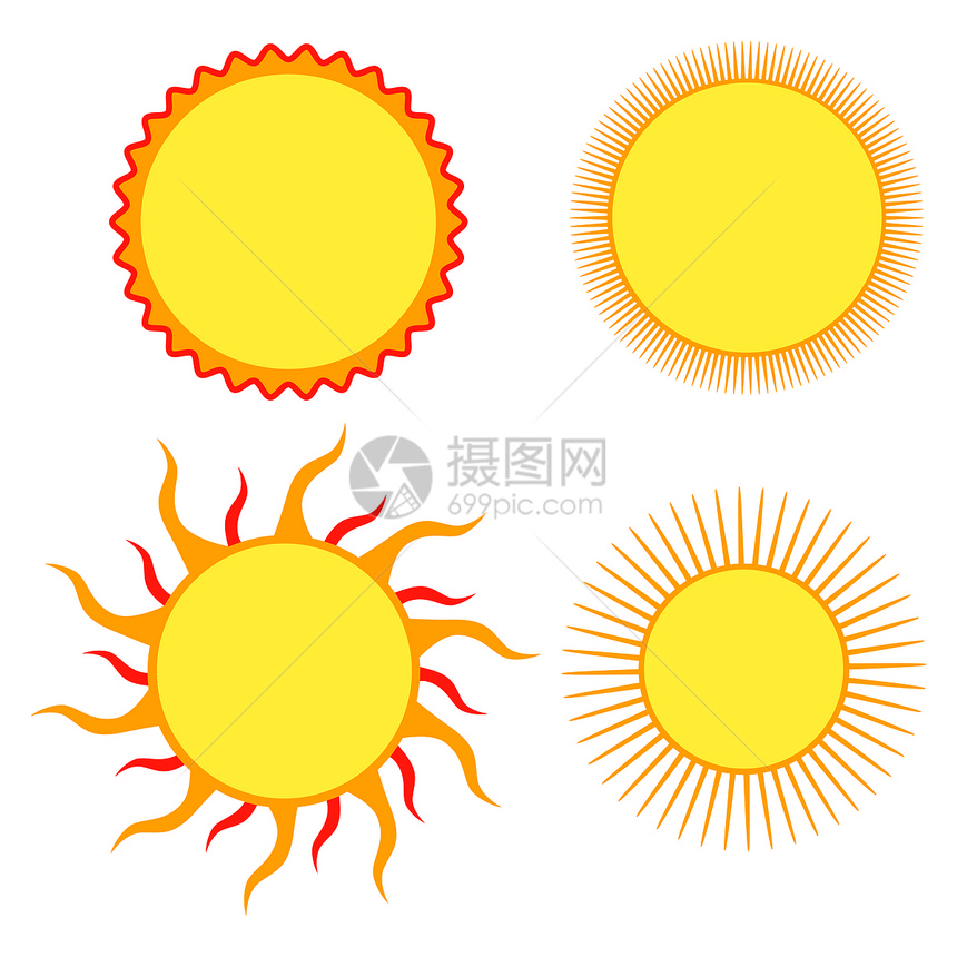 一套太阳设计元素 矢量插图徽标太阳光阳光创造力光束图片
