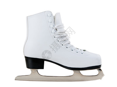 花式滑冰的白溜冰鞋闲暇蕾丝滑冰优雅竞赛数字火车靴子季节金属背景
