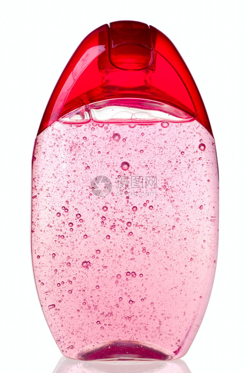 沙波粉色凝胶气泡头发身体红色瓶子治疗香脂卫生图片