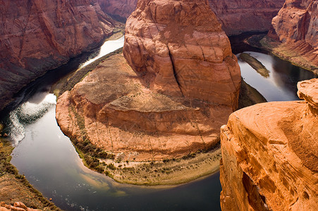 马蹄 班德岩石缠绕砂岩支撑大地风景马蹄铁沙漠土地峡谷背景图片