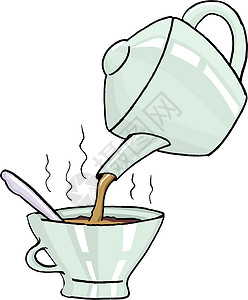 茶茶党杯子卡通片食物手绘厨房咖啡背景图片