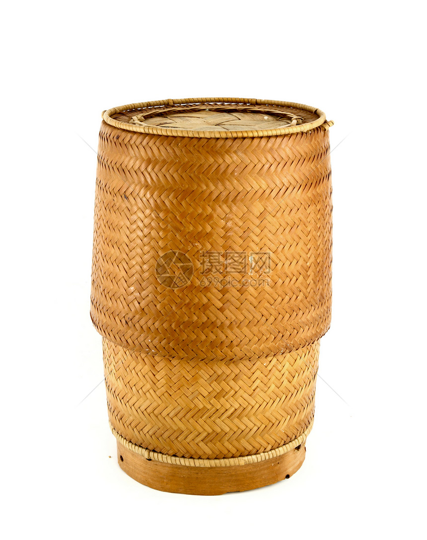 一个木竹老式的粘糊大米竹木板盒午餐工艺竹子文化乡村盒子手工活力木头烹饪图片