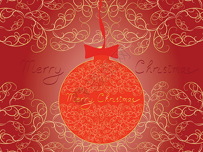 圣诞快乐邮车新年紫色插图曲线卡片明信片红色黄色背景图片