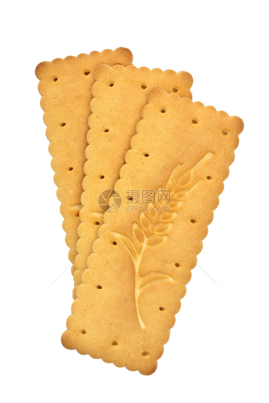 白色背景孤立的曲奇直角甜点糕点正方形长方形面包屑宏观糖果饼干商品图片