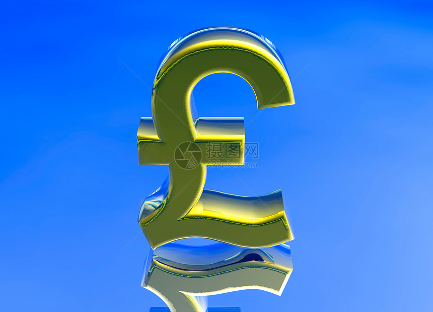 金 英国英镑镑 硬币符号反射贸易金融蓝色交换外国商业金子费率货币图片