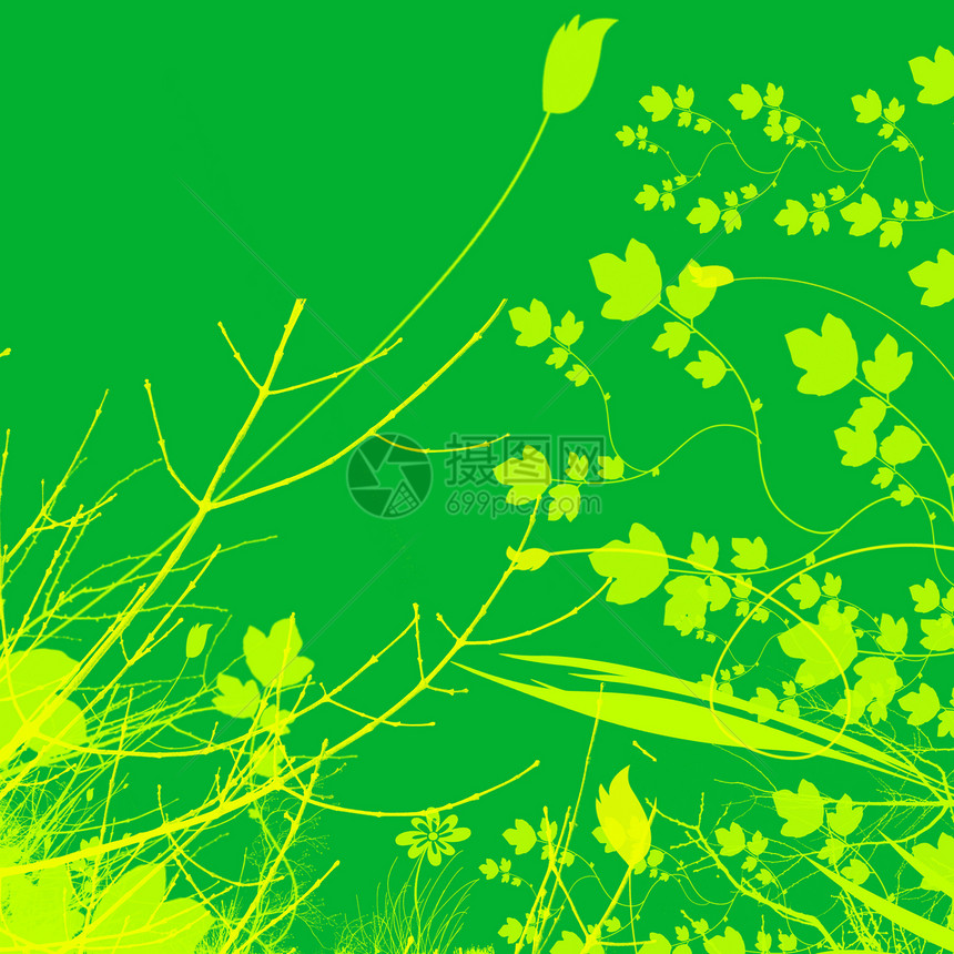 绿色植物和鲜花说明设计风格卷曲装饰横幅曲线滚动绘画分支机构植物墙纸图片