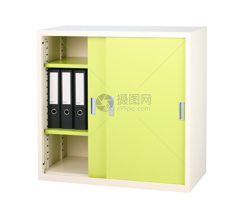 储存文件用绿色亮色钢家具 用于存放文件图片