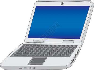 膝上型办公室电脑插图绘画电子产品展示笔记本蓝色白色商业背景图片