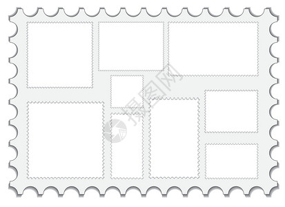 空白邮票框架白色长方形信封收藏爱好邮政边界插图背景图片
