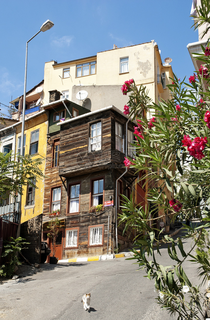 在伊斯坦布尔旧城火鸡中的传统房屋房子建筑物街景建筑街道家园风景城市图片