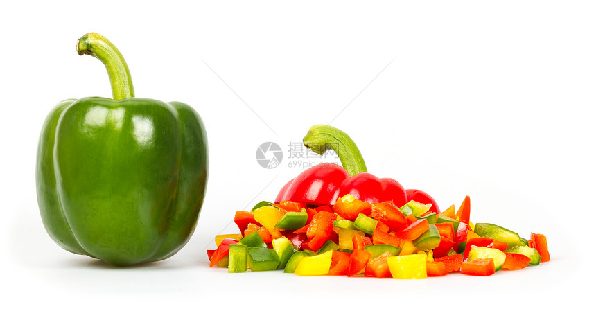 胡椒切片黄色白色种子营养辣椒红色作品绿色团体食物图片
