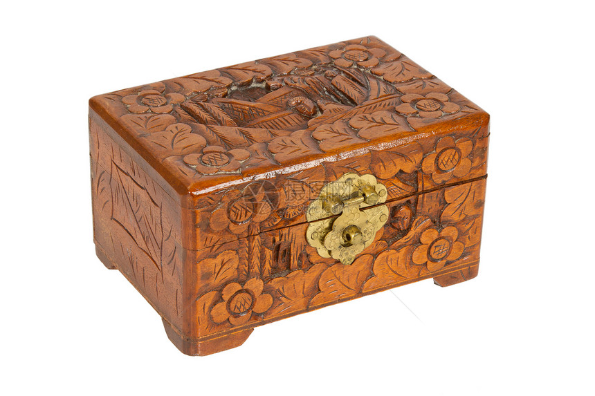 以苏里南制成的旧木箱装饰品棺材包装珍宝金属闩锁家具盒子金子树干图片