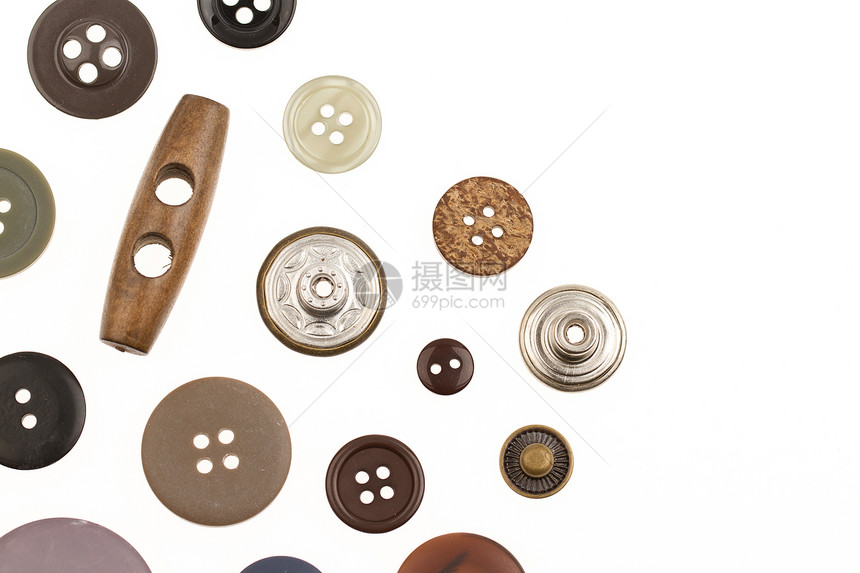 收藏不同按钮的集合纺织品金属牛仔裤苦恼灰色圆形圆圈宏观缝纫木头图片