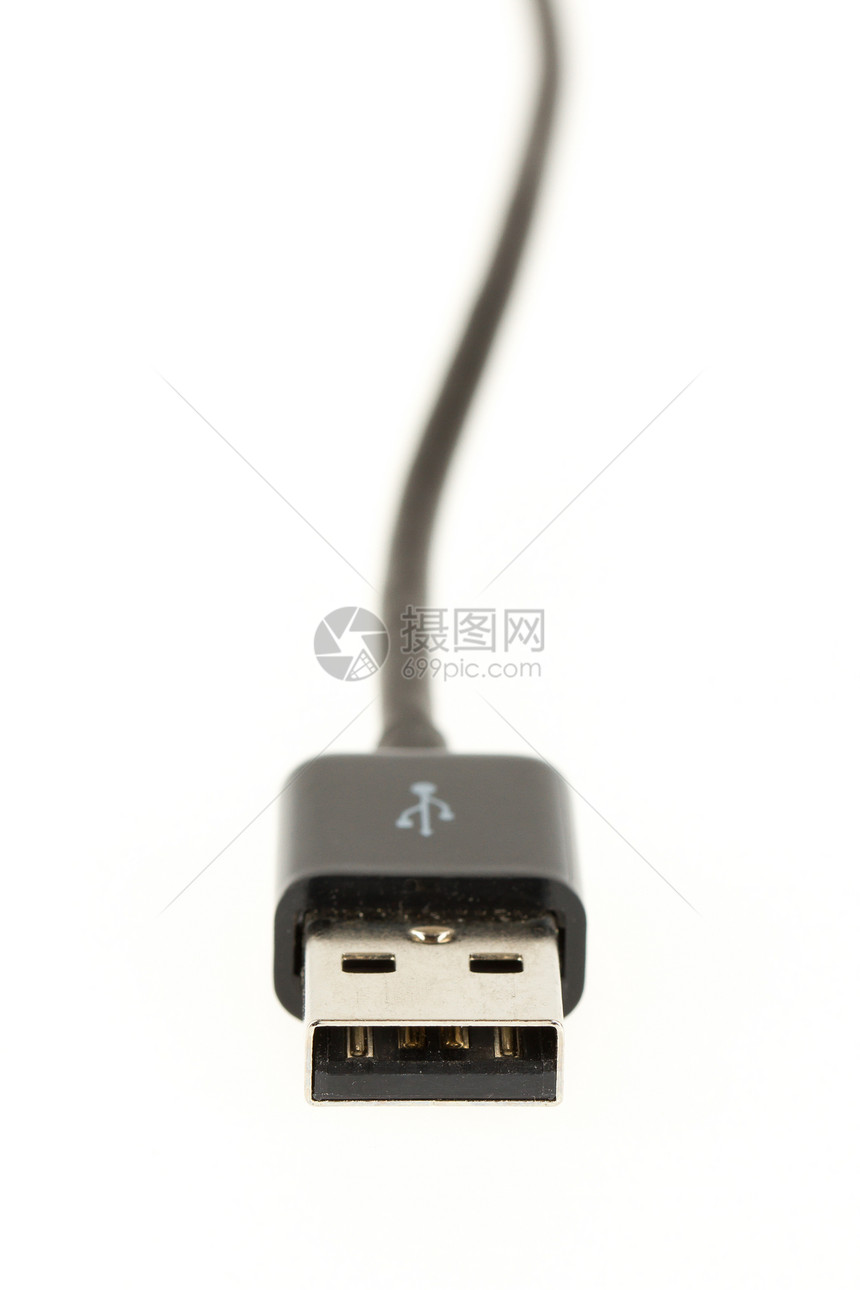 白色上隔离的USB电缆港口电脑界面计算插头导体网络渠道黑色数据图片