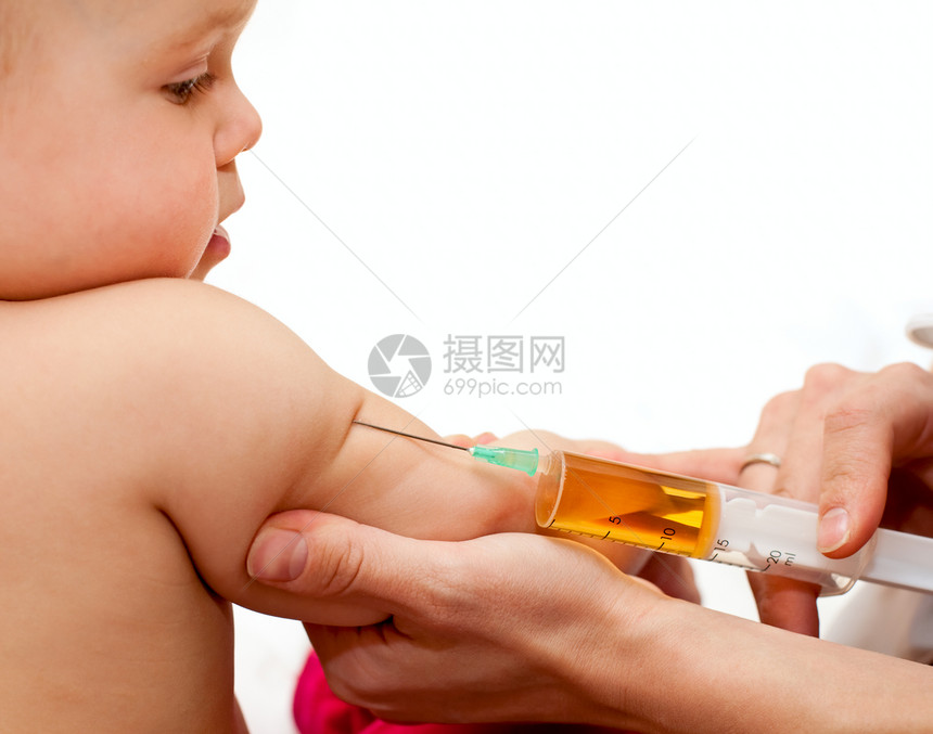给小婴儿注射流感发烧医生疾病医院肌肉孩子注射器疫苗感染图片