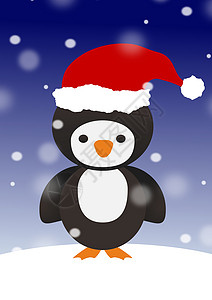 圣诞老人帽子企鹅背景图片