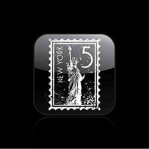 单一纽约图标的矢量插图邮件国家邮票首都背景图片