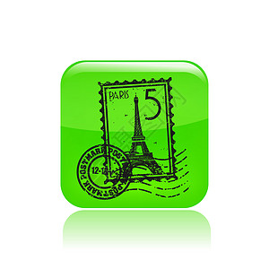 巴黎广场单一巴黎图标的矢量插图邮票程式化插画